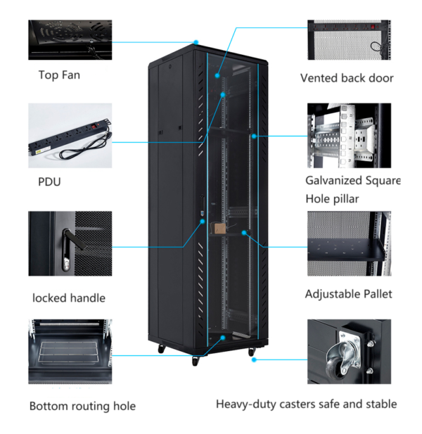 Network Cabinet 18U 22U 32U 37U 42U Free Standing Network Cabinet - Image 5