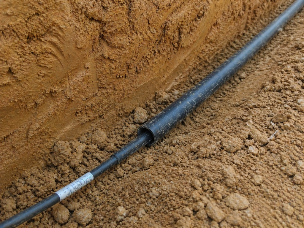 Cable de fibra óptica de ducto instalado dentro de conducto de HDPE subterráneo