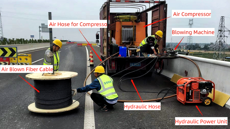 air blown fiber cable work