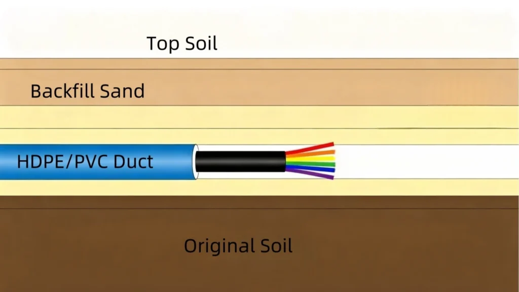 Underground Conduit Cable Laying Section Drawing