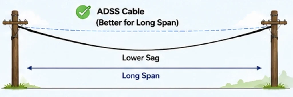 cable ADSS vano largo y flecha baja