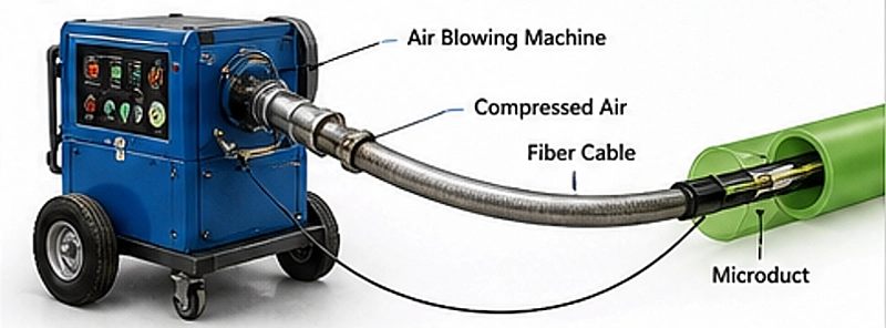 air blowing machine + cable entering duct