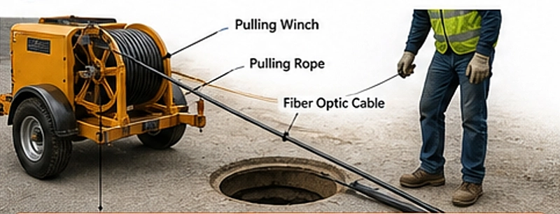 cable pulling with winch