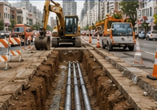 instalación de zanjas urbanas