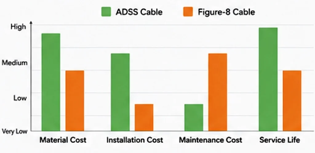 cost comparison between adss and figure 8 cable