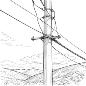 pole line installation of aerial fiber optic cable